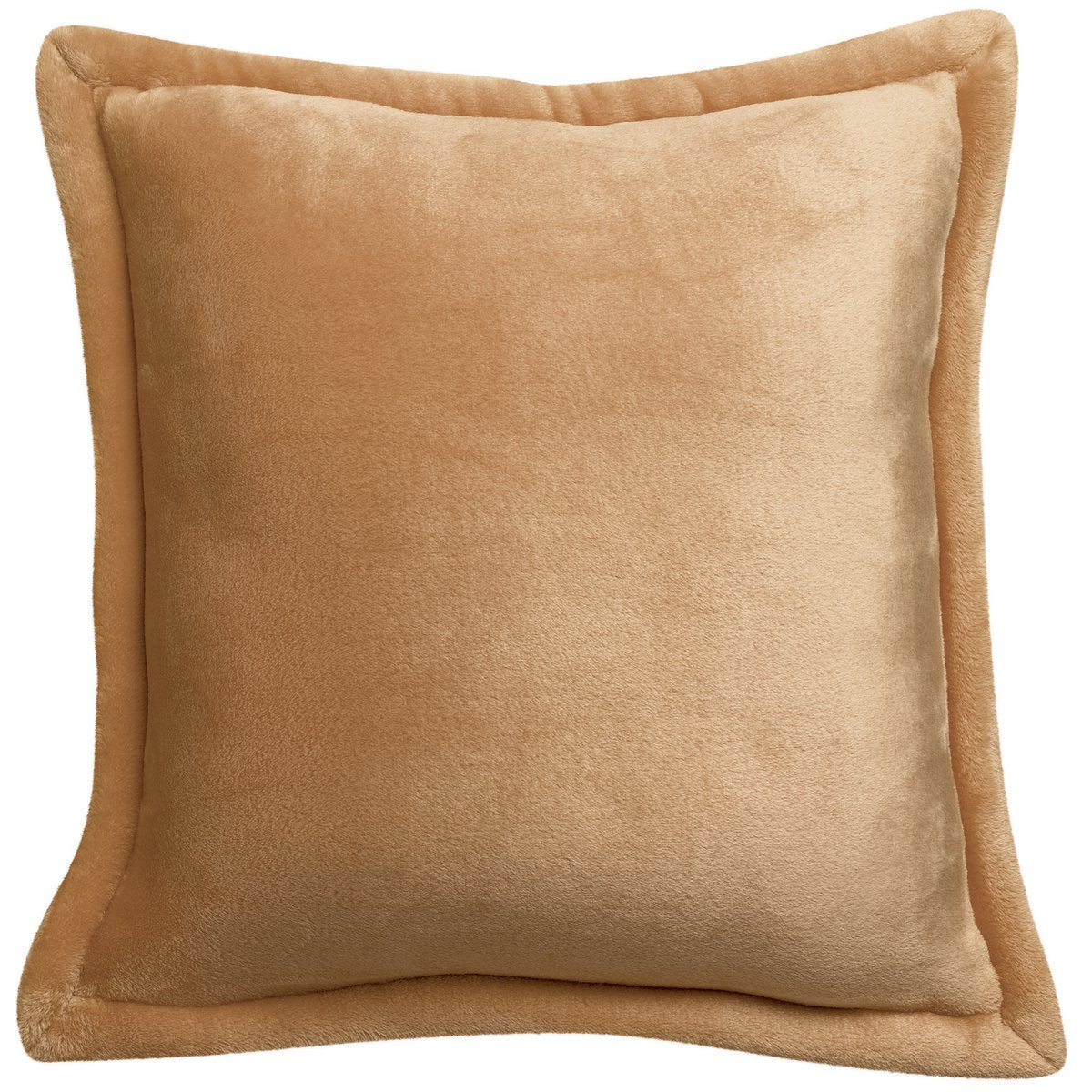 Tender polyester microfibre cushion in ochre, 50×50 cm