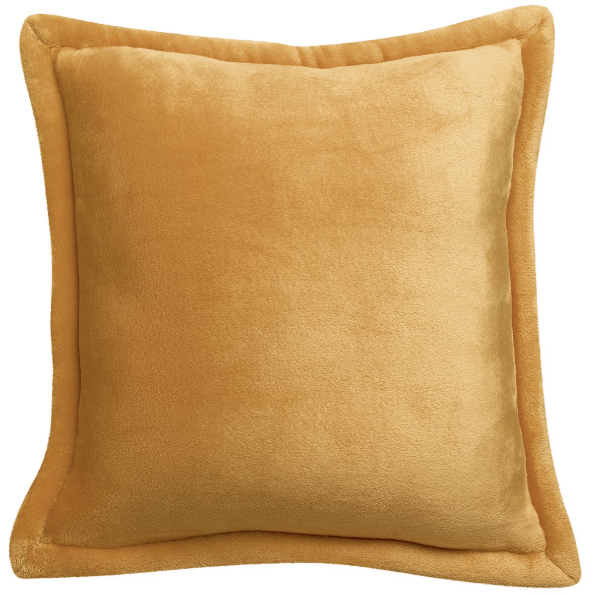 Tender polyester microfibre cushion in ochre, 50×50 cm