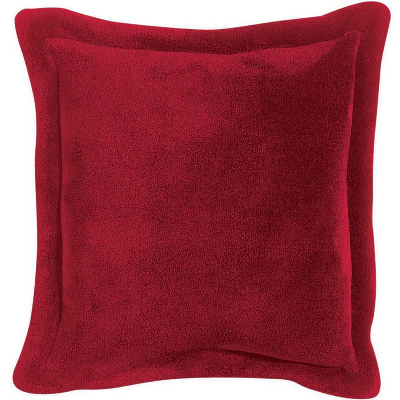 Tender polyester microfibre cushion in ruby, 50×50 cm