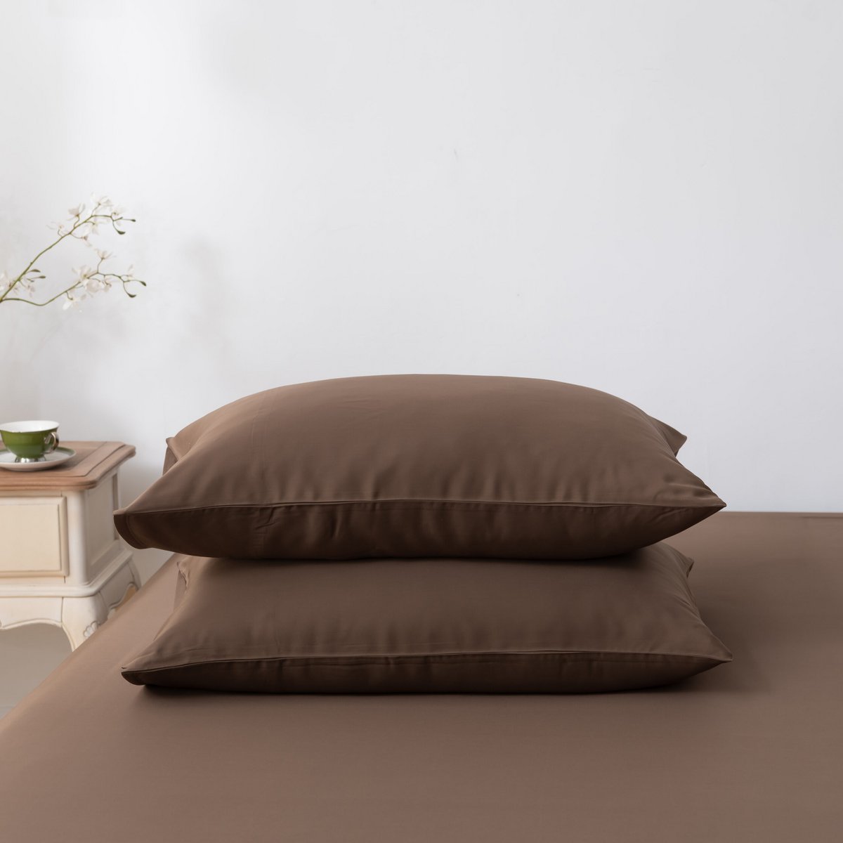 Bambus-Bettwäscheset für 1 Person, Coffee Brown, 400TC