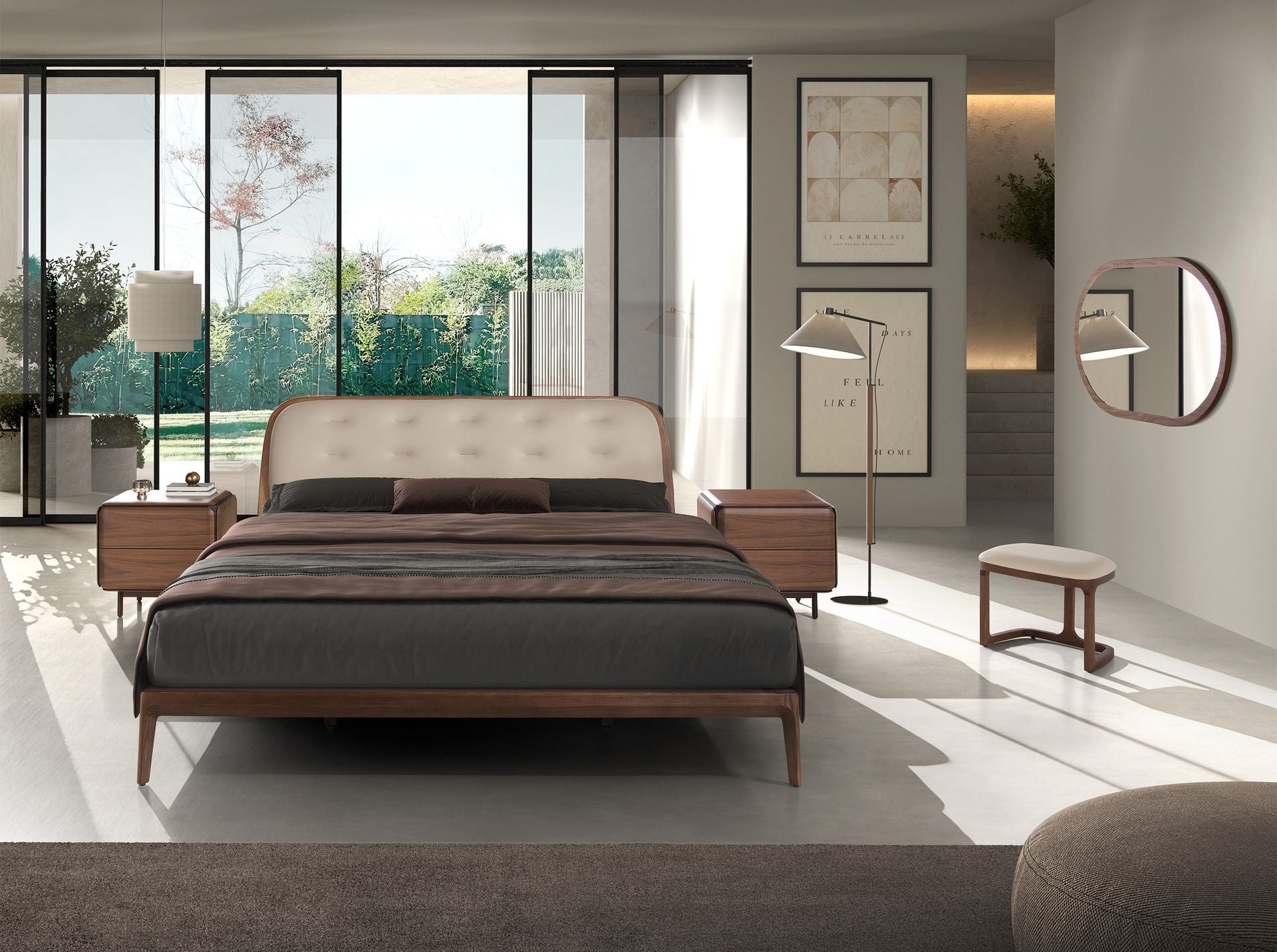 Polsterbett Freiburg von Maison de Cocon – Kunstleder, Farbe Sand, 180x200 cm, Frontalansicht 2