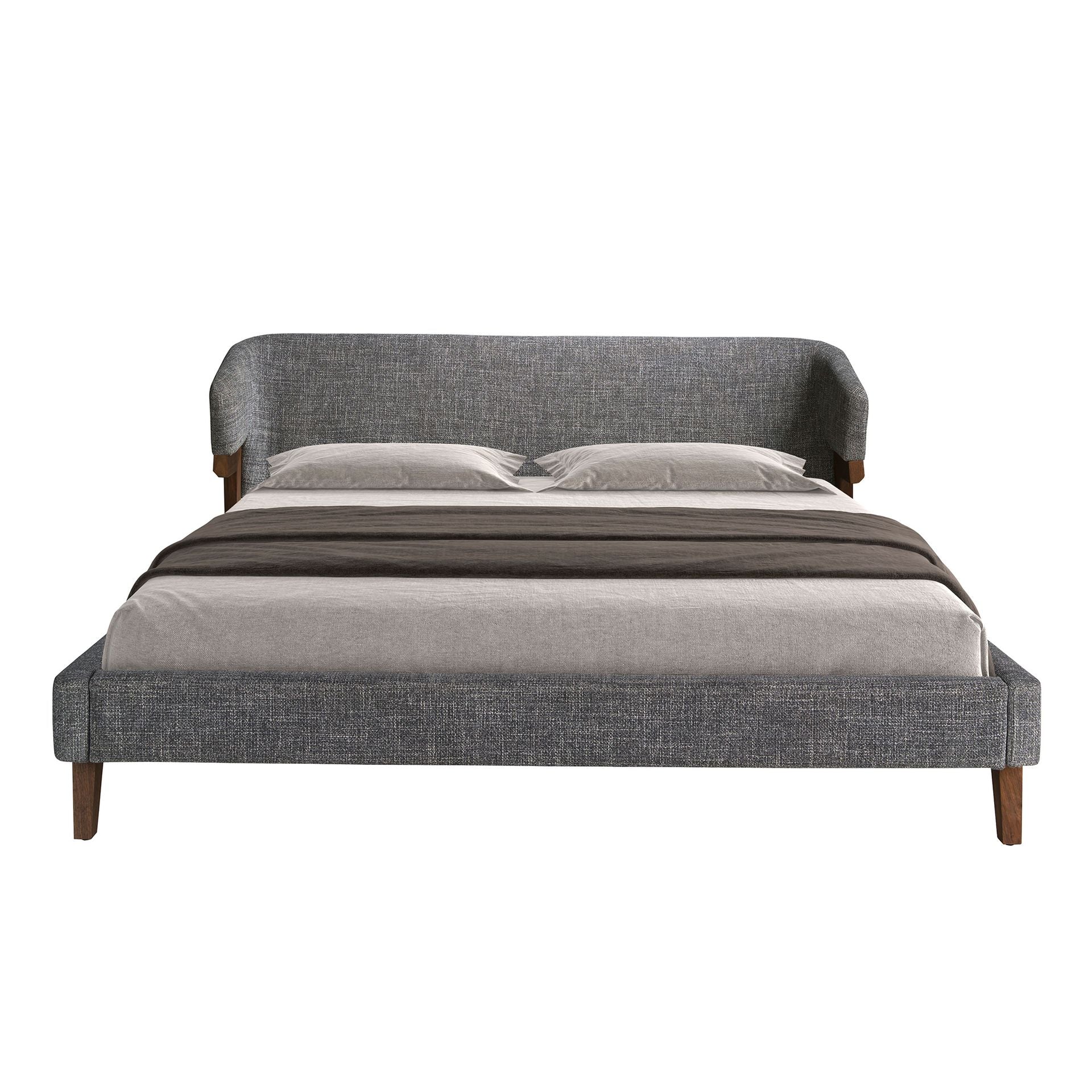 Polsterbett Hannover von Maison de Cocon – Stoff, Farbe Grau, 180x200 cm, Frontalansicht