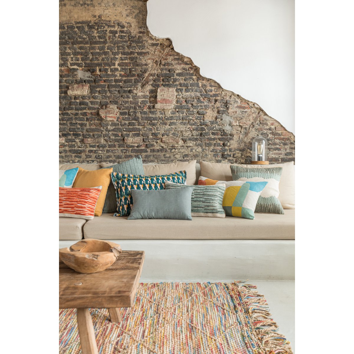Zeff linen and cotton cushion in Thyme, 45×45 cm