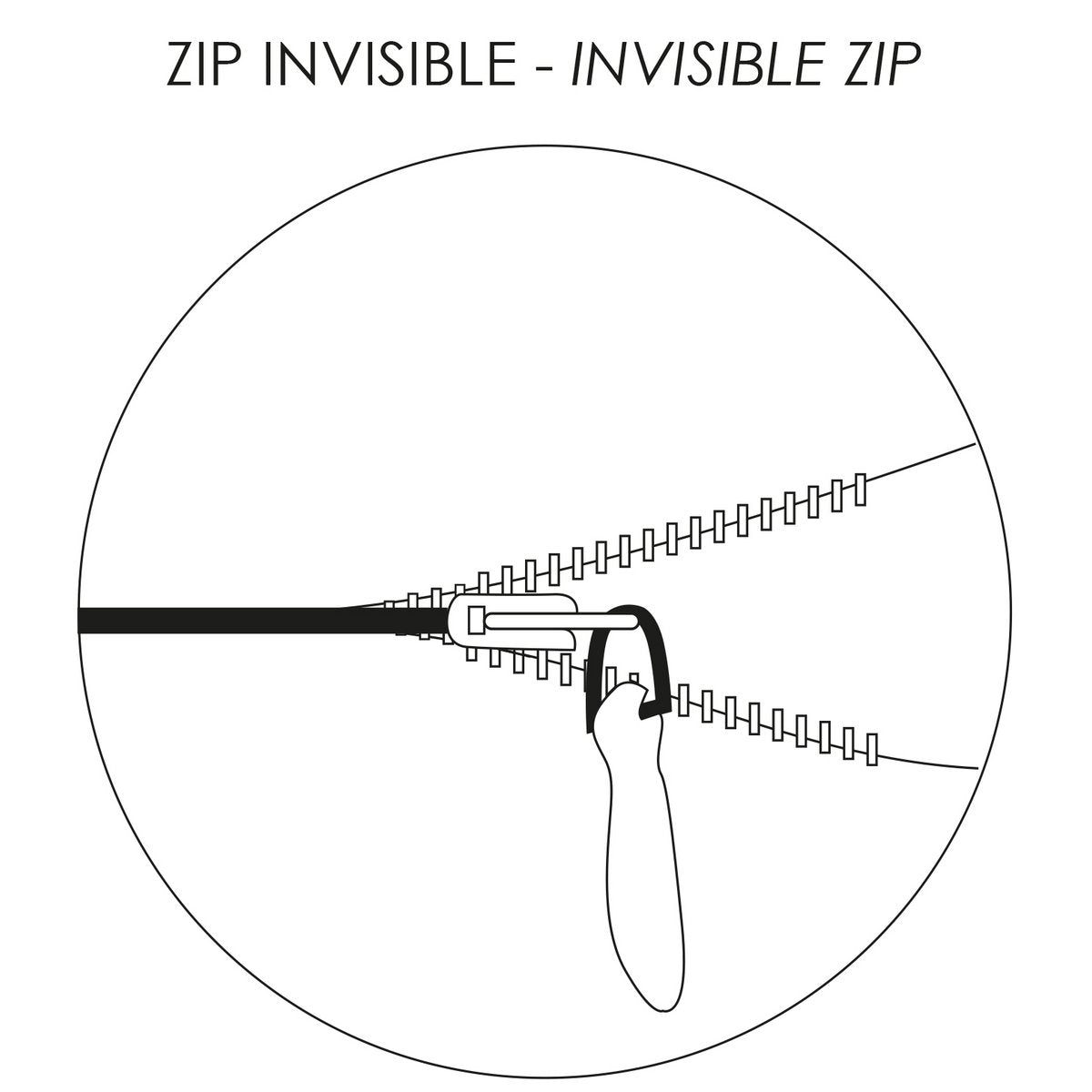 Détail : fermeture éclair invisible, coussin Zeff 45 × 45 cm