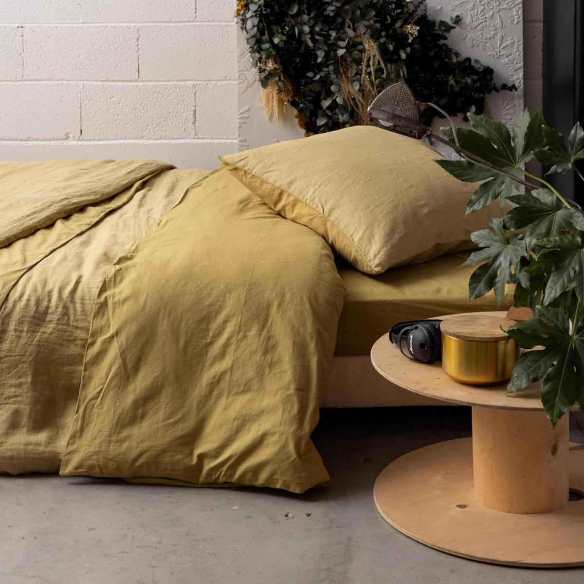 Housse de couette Linco en lin et coton, couleur Marine, 220 × 240 cm