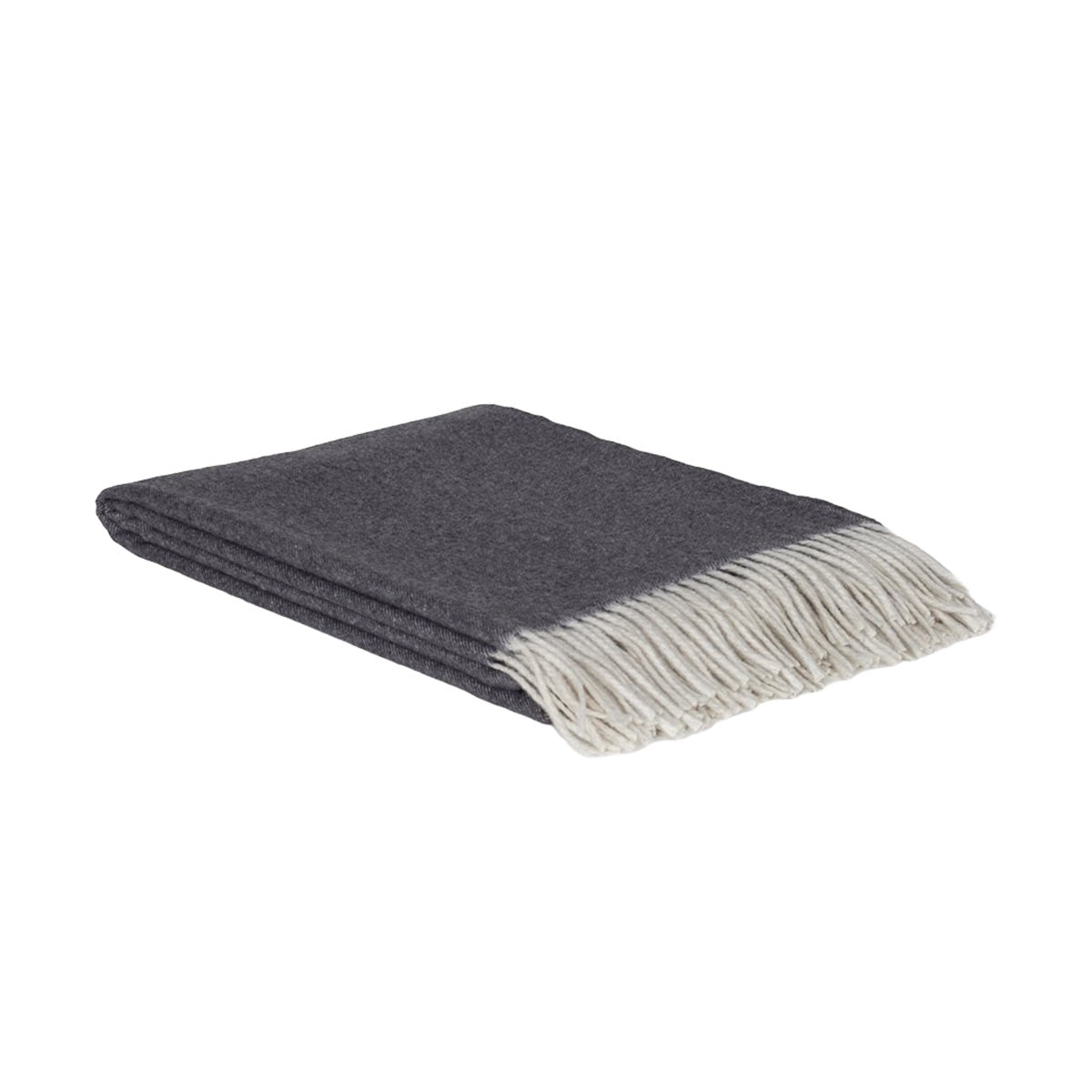 Folded Merino & Cashmere Throw Blanket Tibet in dark grey