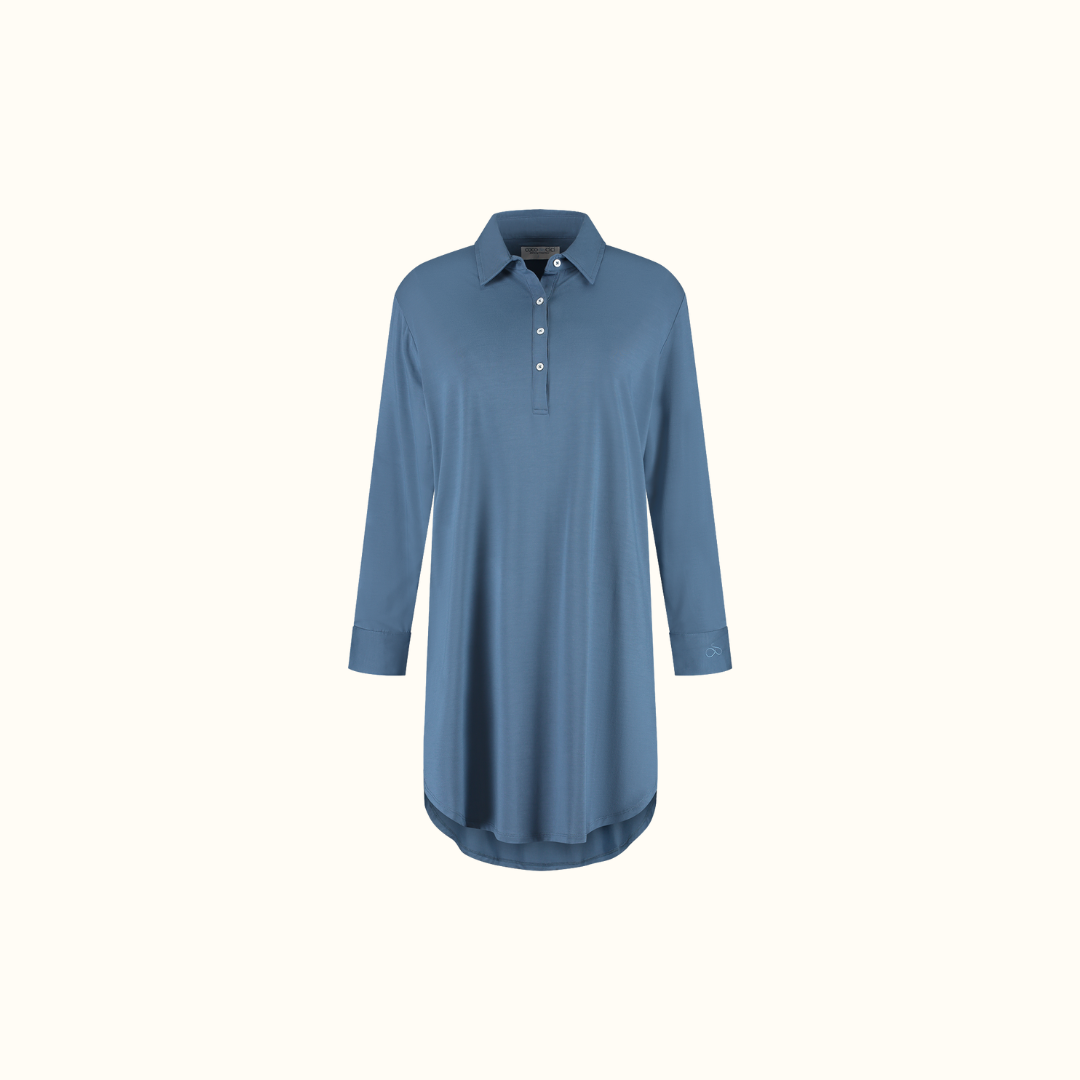 Front view of the Dark Blue nightgown on a plain background
