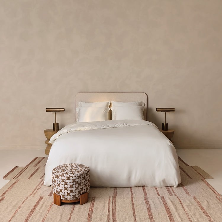 Tencel™ Sateen Duvet Cover in Off White styled in a full bedroom scene
