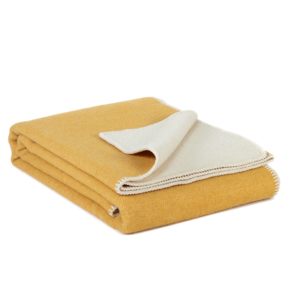 Woolen Bedspread Misted Yellow, folded to show texture
