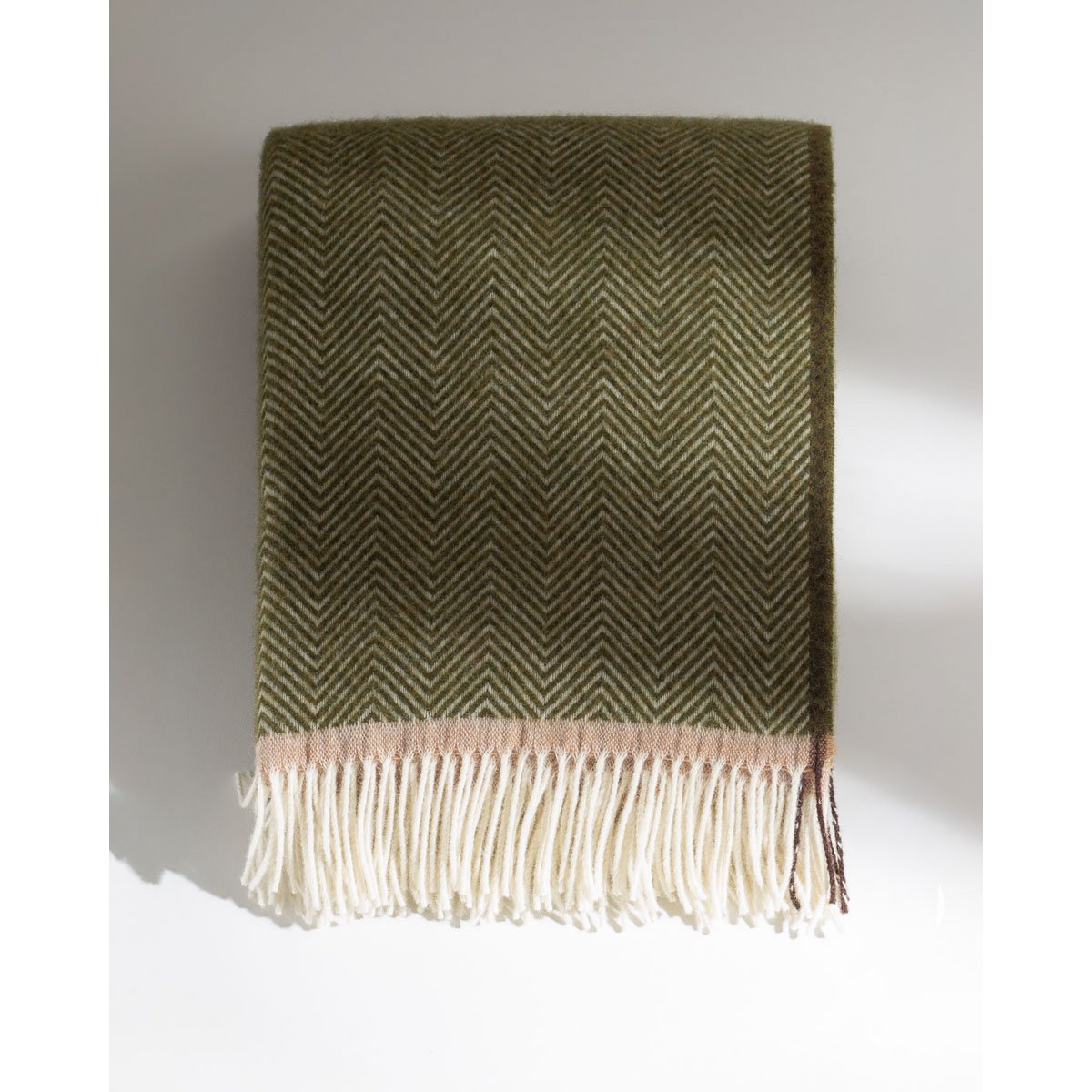 Folded Wool Throw Blanket Denver in olive